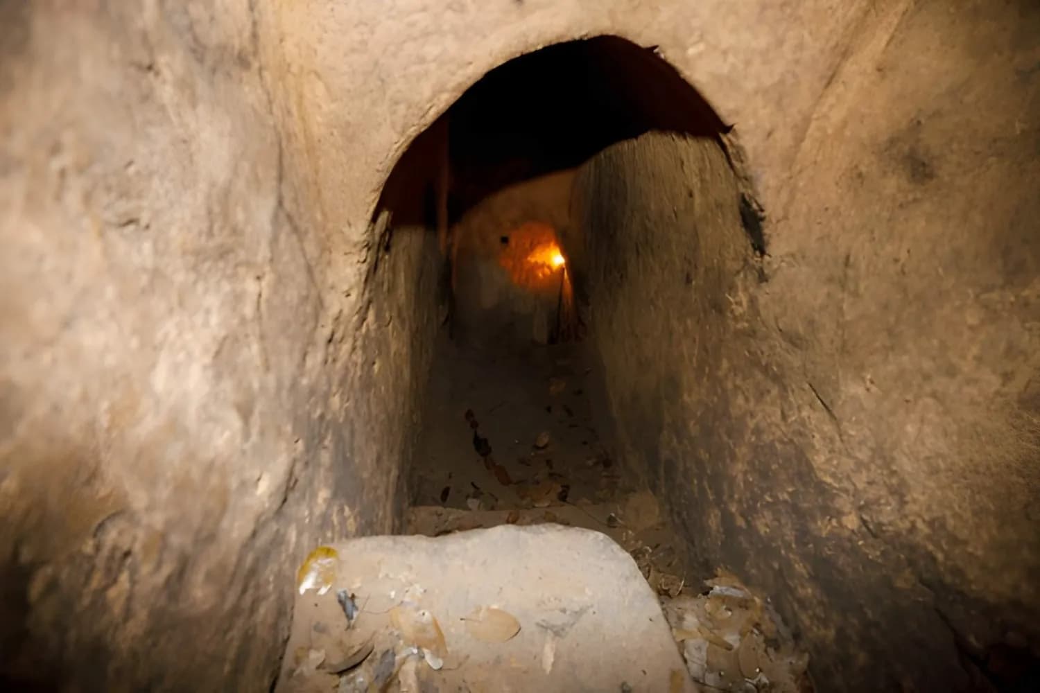 Vietnam War tunnel of Cu Chi at Saigon in Vietnam