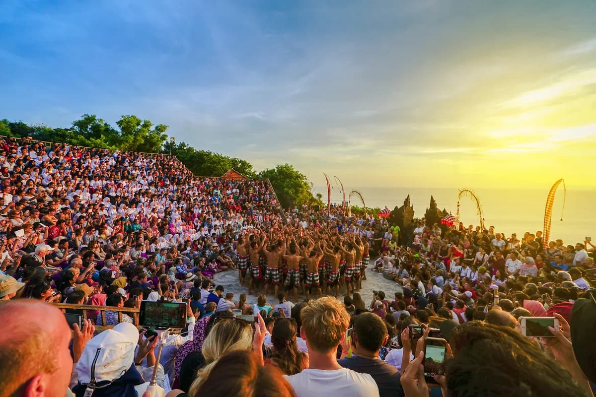 Tourists watch traditional Kecak dance