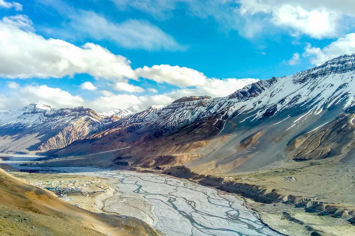 beautiful landscape in spiti valley, himachal
