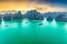 Scenic View of sunset landscape in Halong Bay