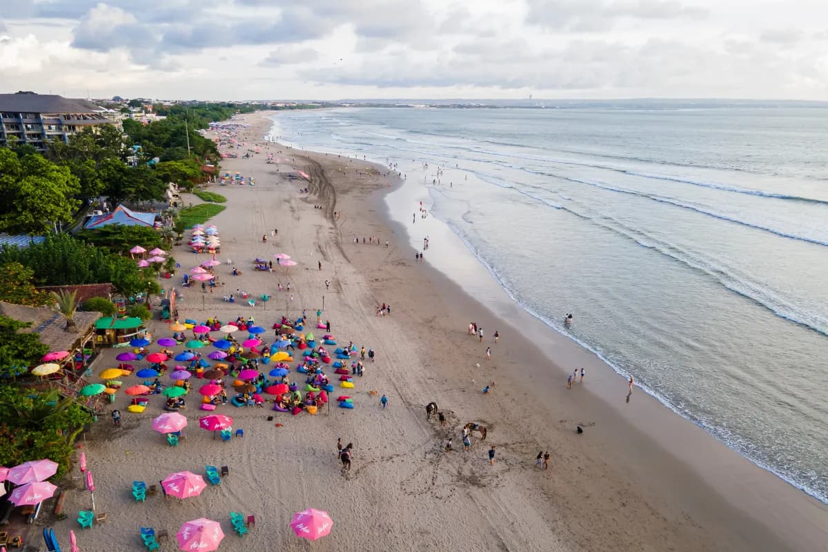 Beautiful Top view of Seminyak Beach