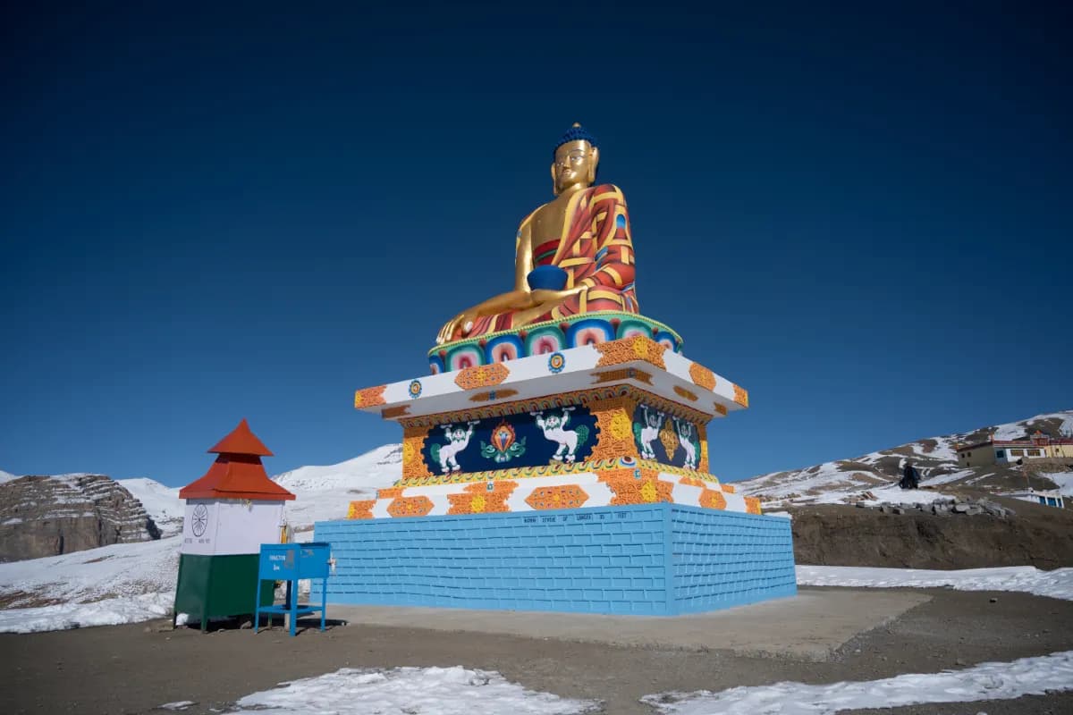 A horizontal shot of Buddha statue in Langza village