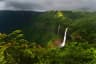 Elevated view across the Khasi hills with view of Nohkalikai waterfalls