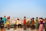 Tourists seeing the Pattaya city with Red binoculars in Pattaya View Points
