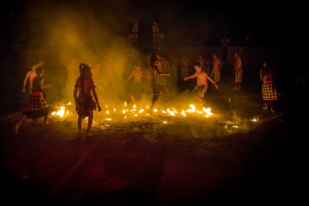 People Performing Tradational Kecak Fire dance in Bali