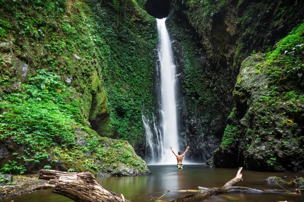 Waterfall in tropics at Bali