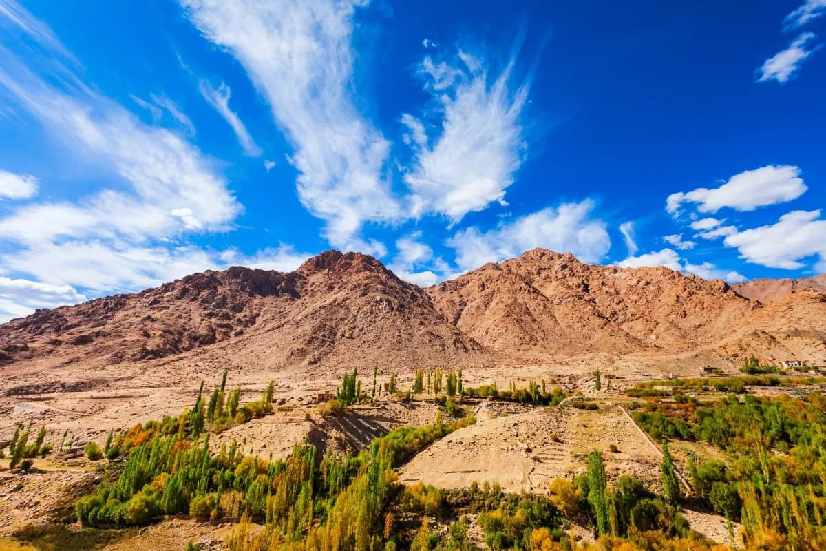 Beautiful View of Ladakh Mountains with blue sky