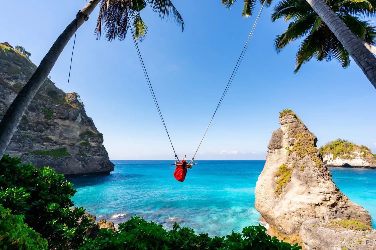 woman tourist on Bali swing
