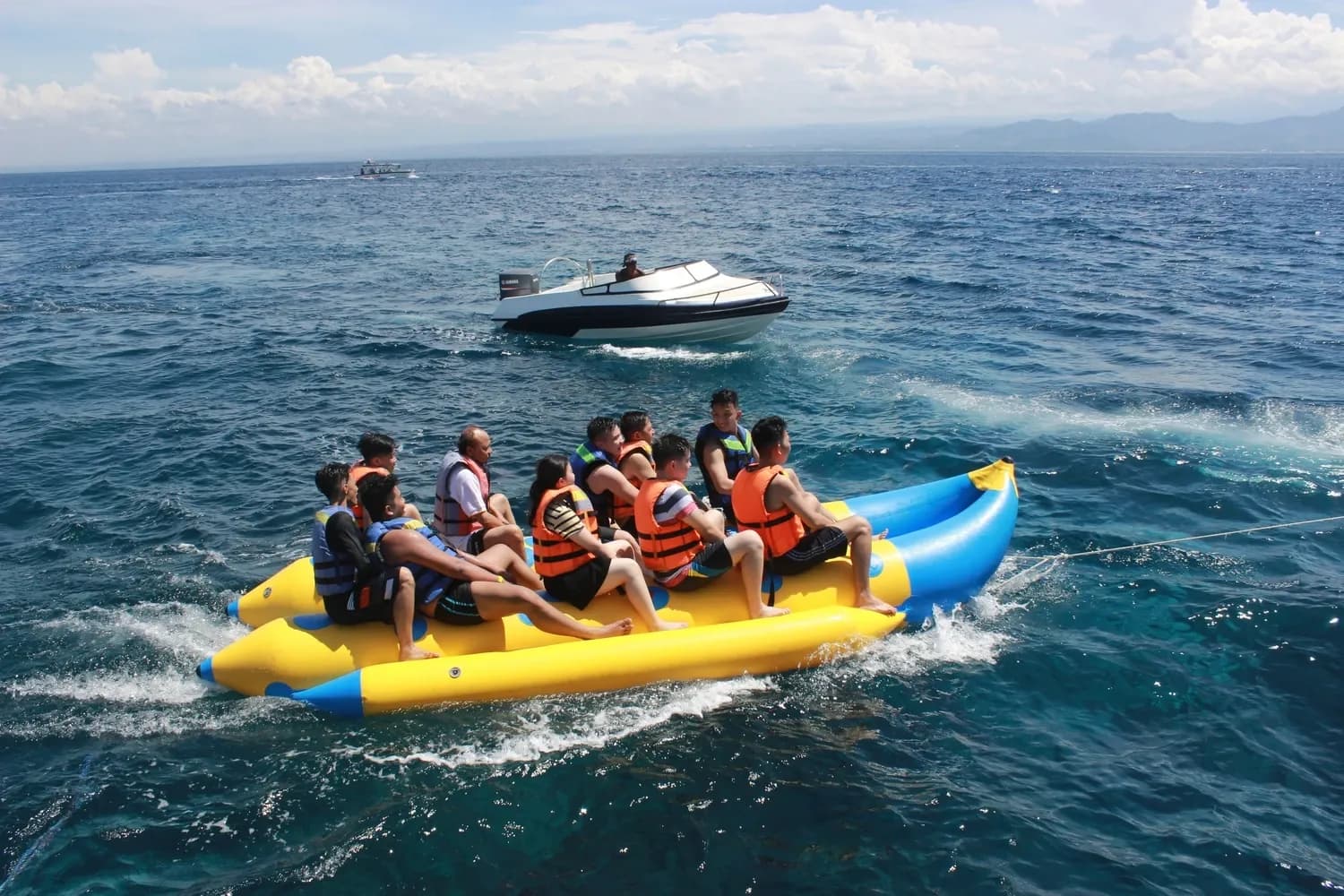 Group of tourist enjoying watersport activities