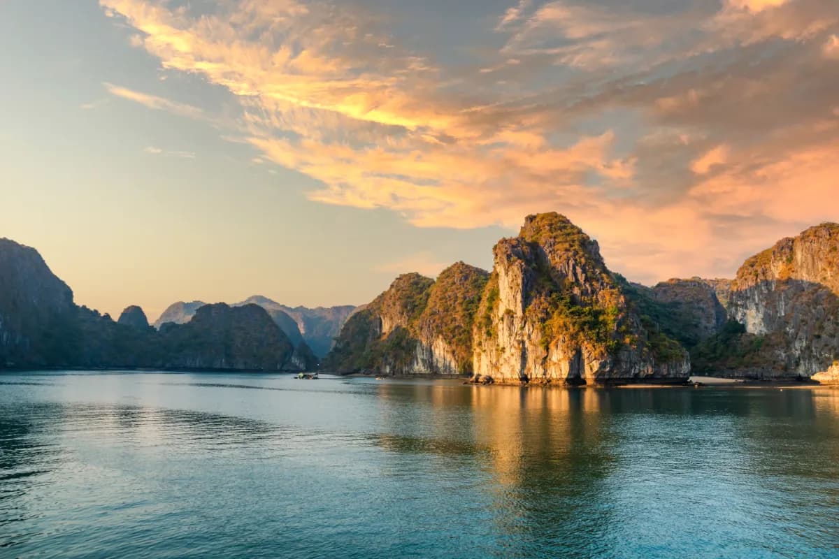 limestone hills and sunset sky