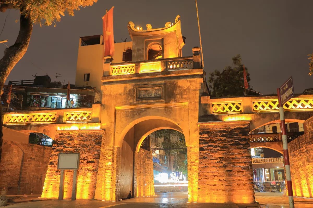 Old Quarter street night cityscape Hanoi Vietnam