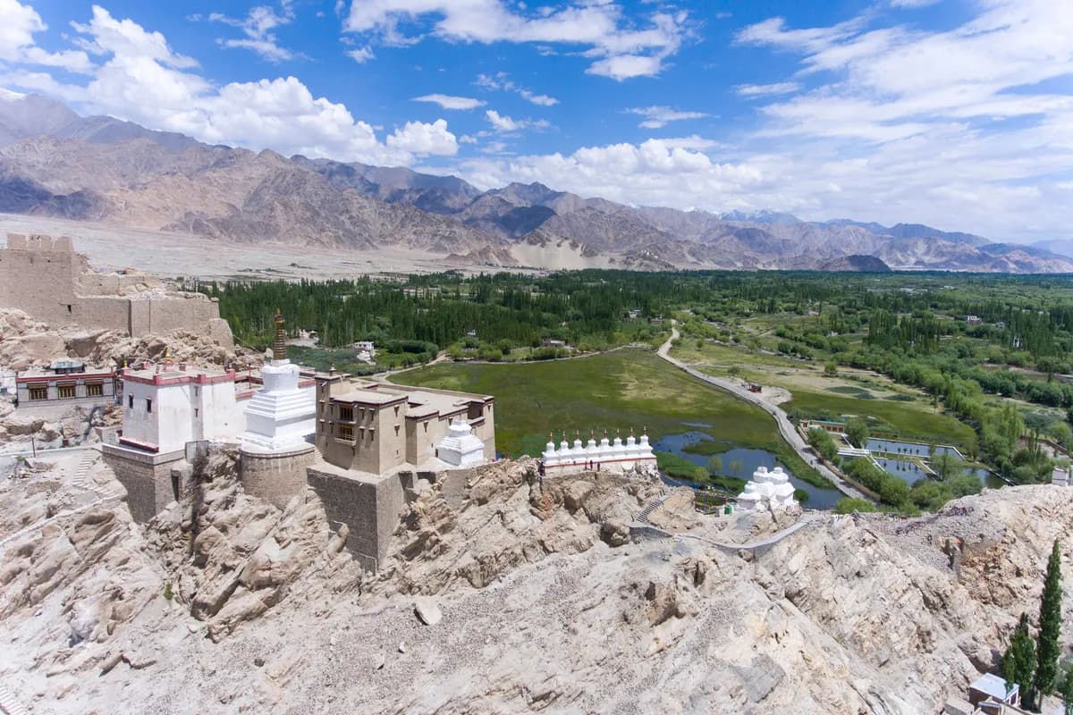 Beautiful Himalayan backdrop at Shey Palace