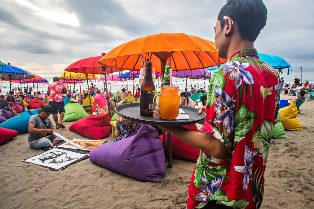 Seminyak Beach, a popular tourist destination in famous Bali