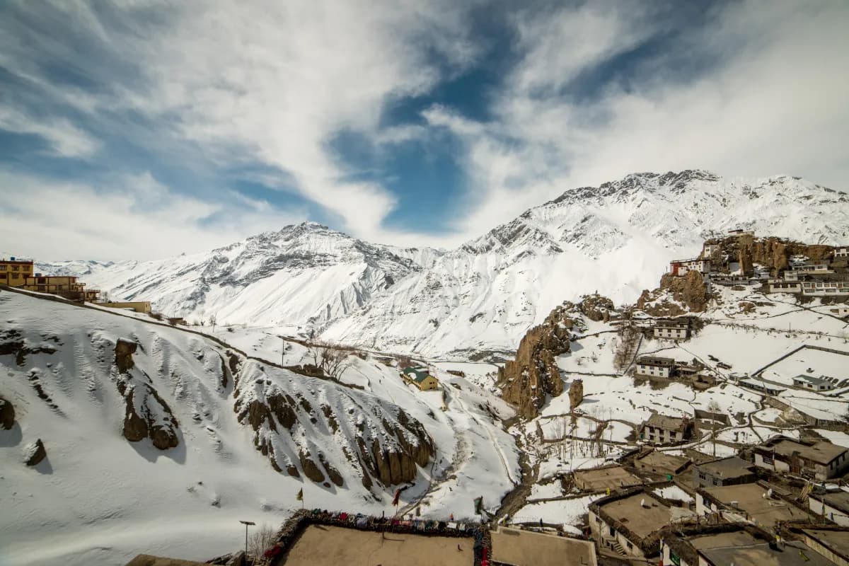 Photo of village in winters in himalayas