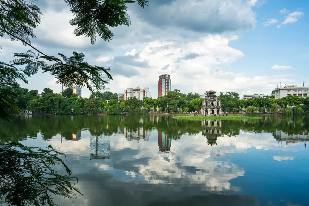 Hoan Kiem lake  in Hanoi Vietnam