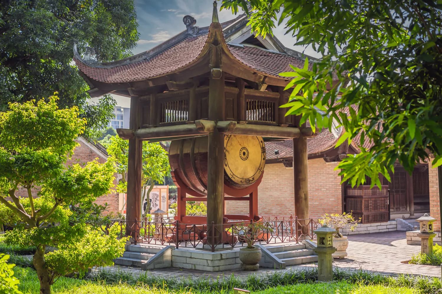 Temple of Literature in Hanoi in Southeast Asia, Vietnam