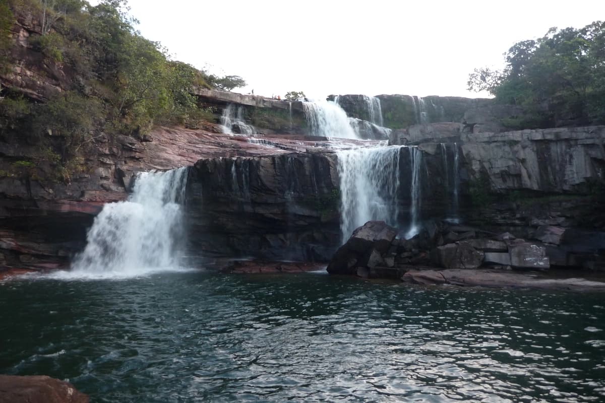 Scenic Krang Suri Falls with turquoise blue water