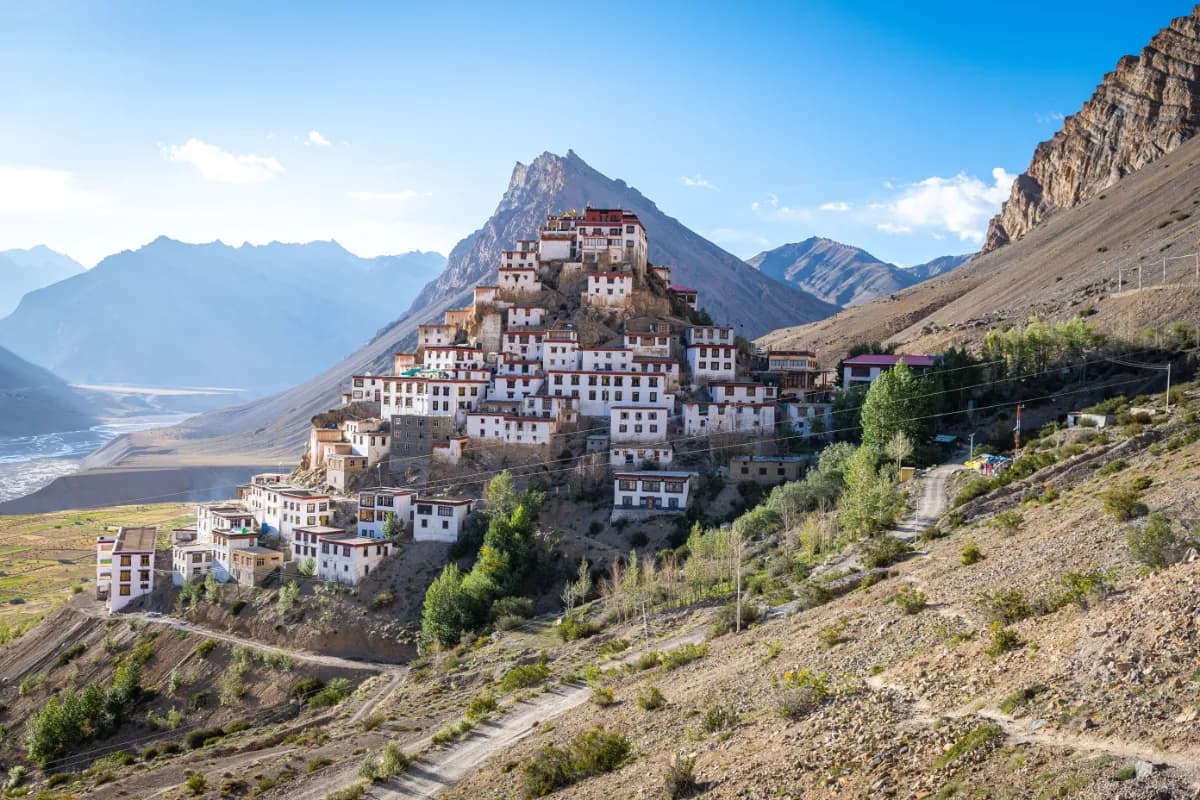 views of kee monastery in spiti valley, india