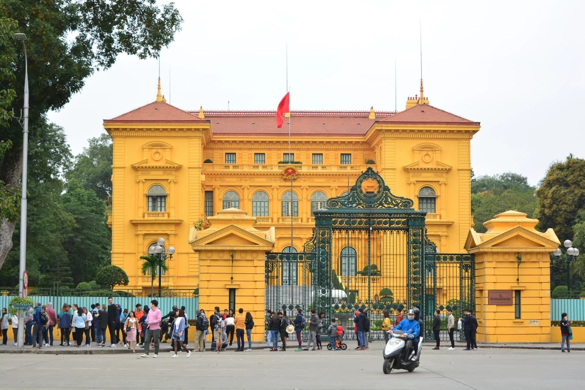 People Gathered at Presidential Palace in Hanoi
