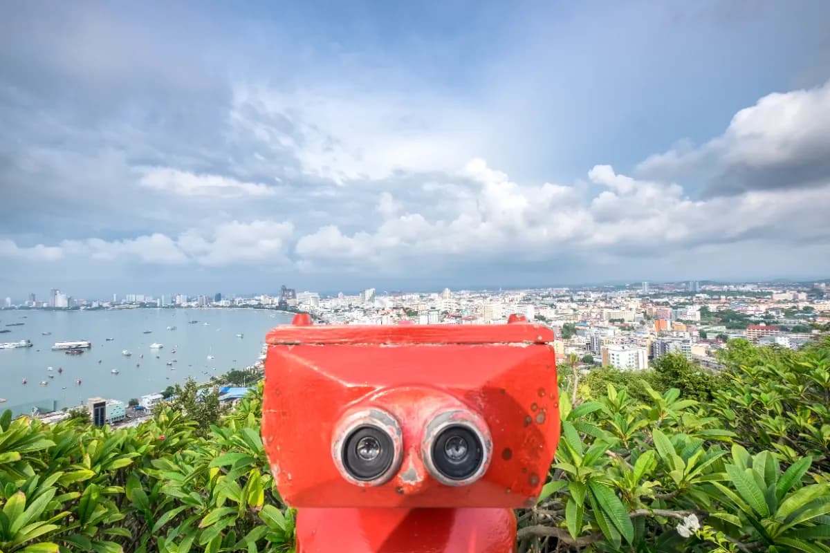 Red binoculars on Pattaya View Point