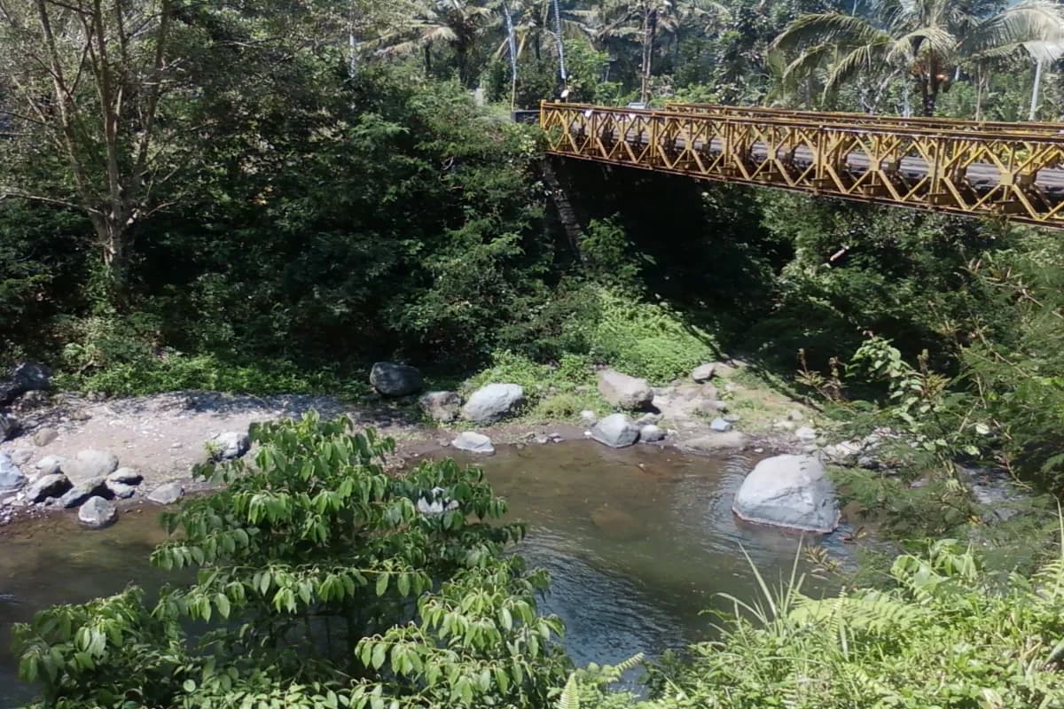 River in Bali With Bridge Above
