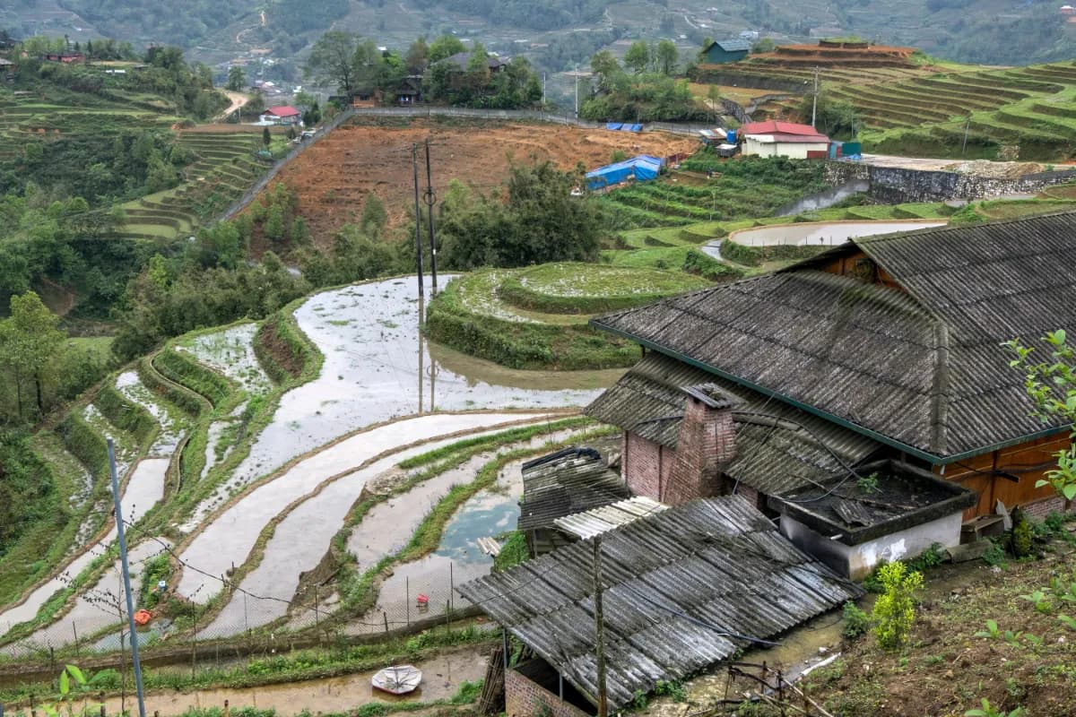 Rural landscape and rice terraces in the Muong Hoa Valley, Vietnam