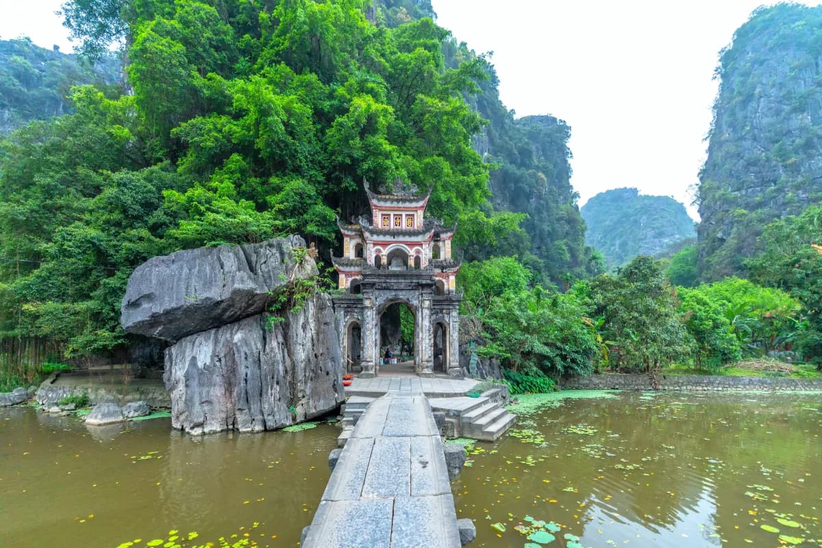 Gate entrance to ancient Bich Dong pagoda complex