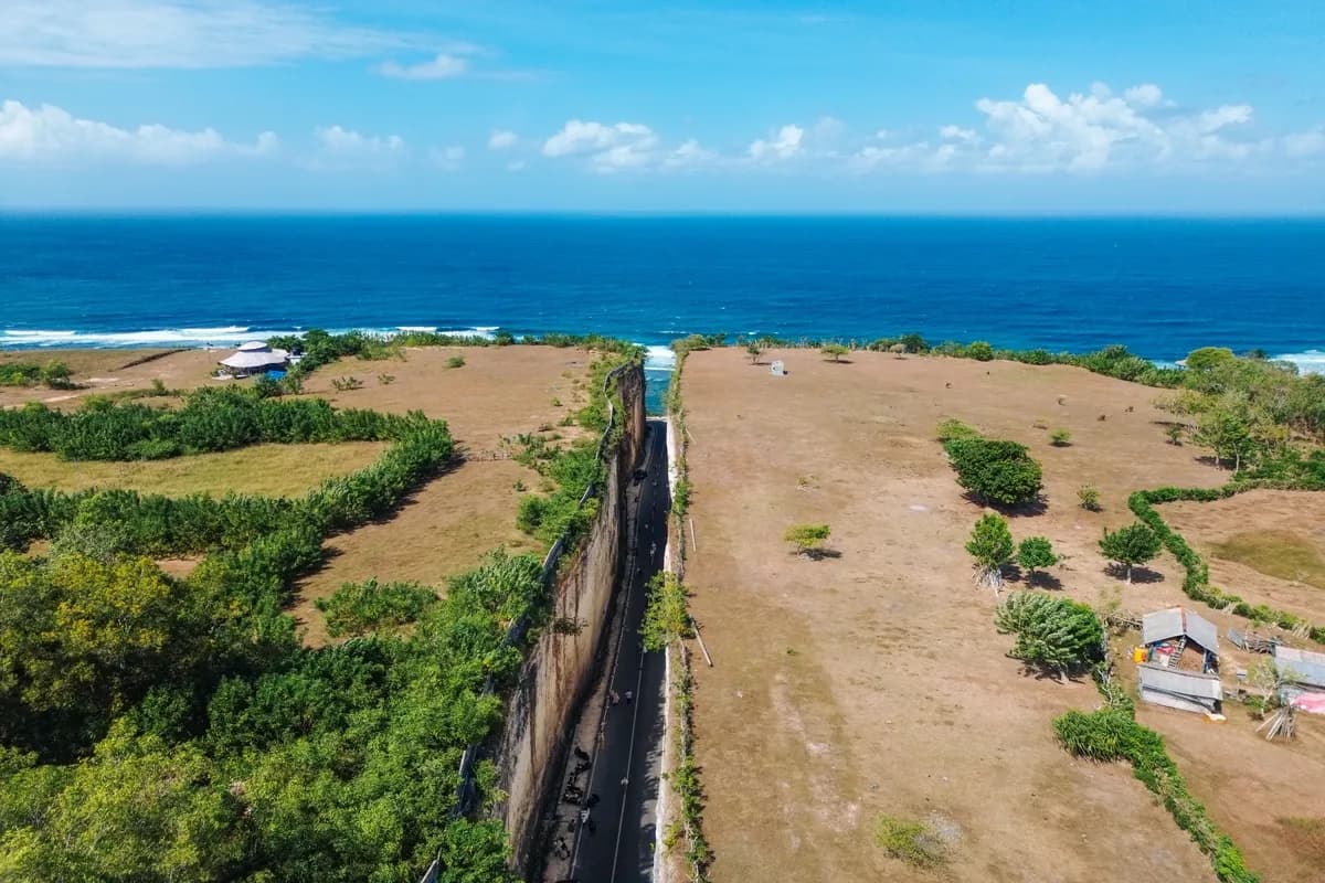 Aerial view of Tanah Barak cliffs