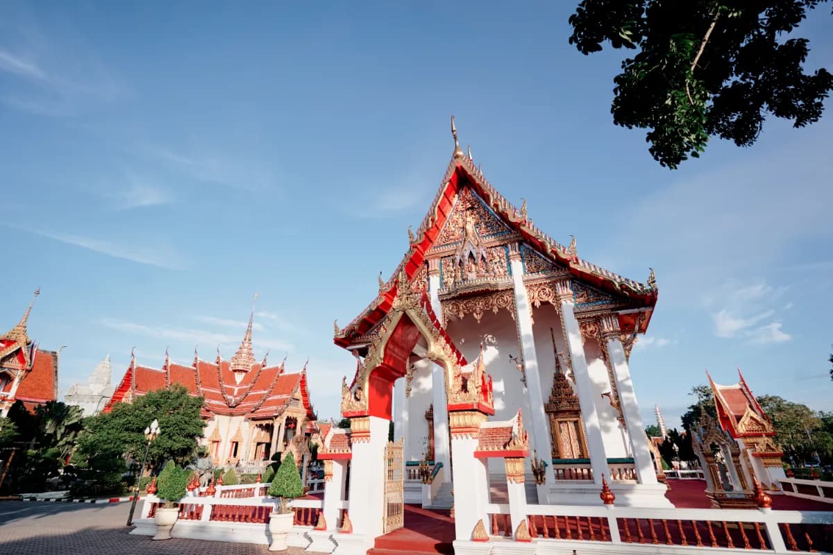 Scenic Image of The Wat Chalong Buddhist temple in Chalong in Phuket