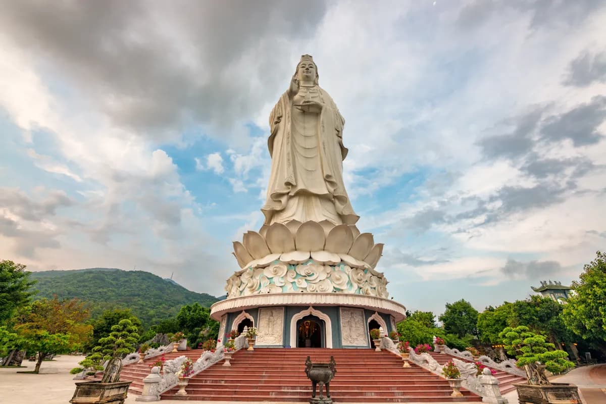 Aerial view of Ling Ung pagoda, Son Tra peninsula