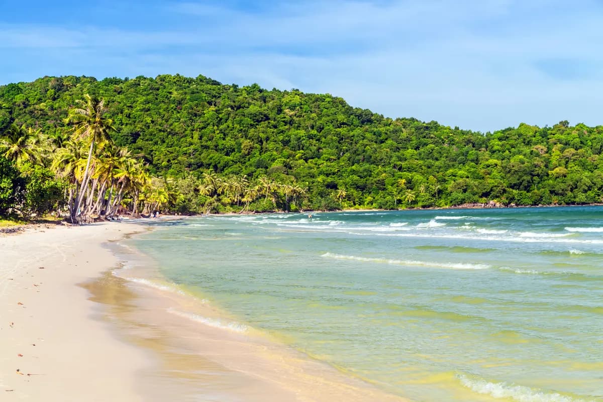 Beautiful White sand Bai Sao beach on Phu Quoc island