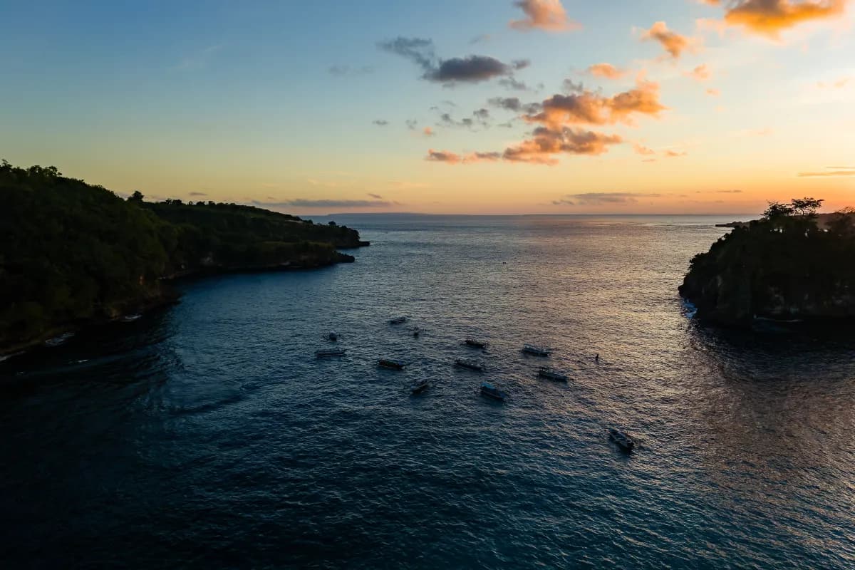High angle drone shot of Crystal Bay coastline