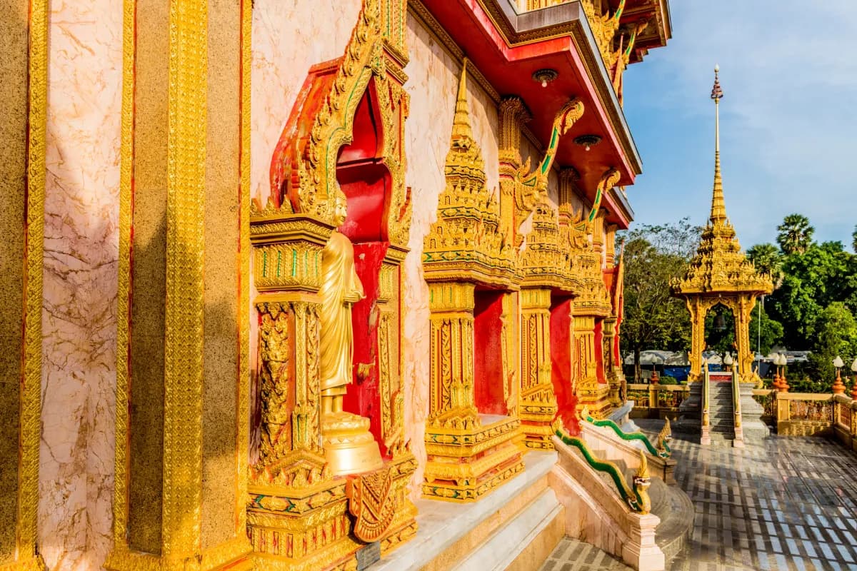 Side Image of Chedi at Wat Chalong Temple in Phuket
