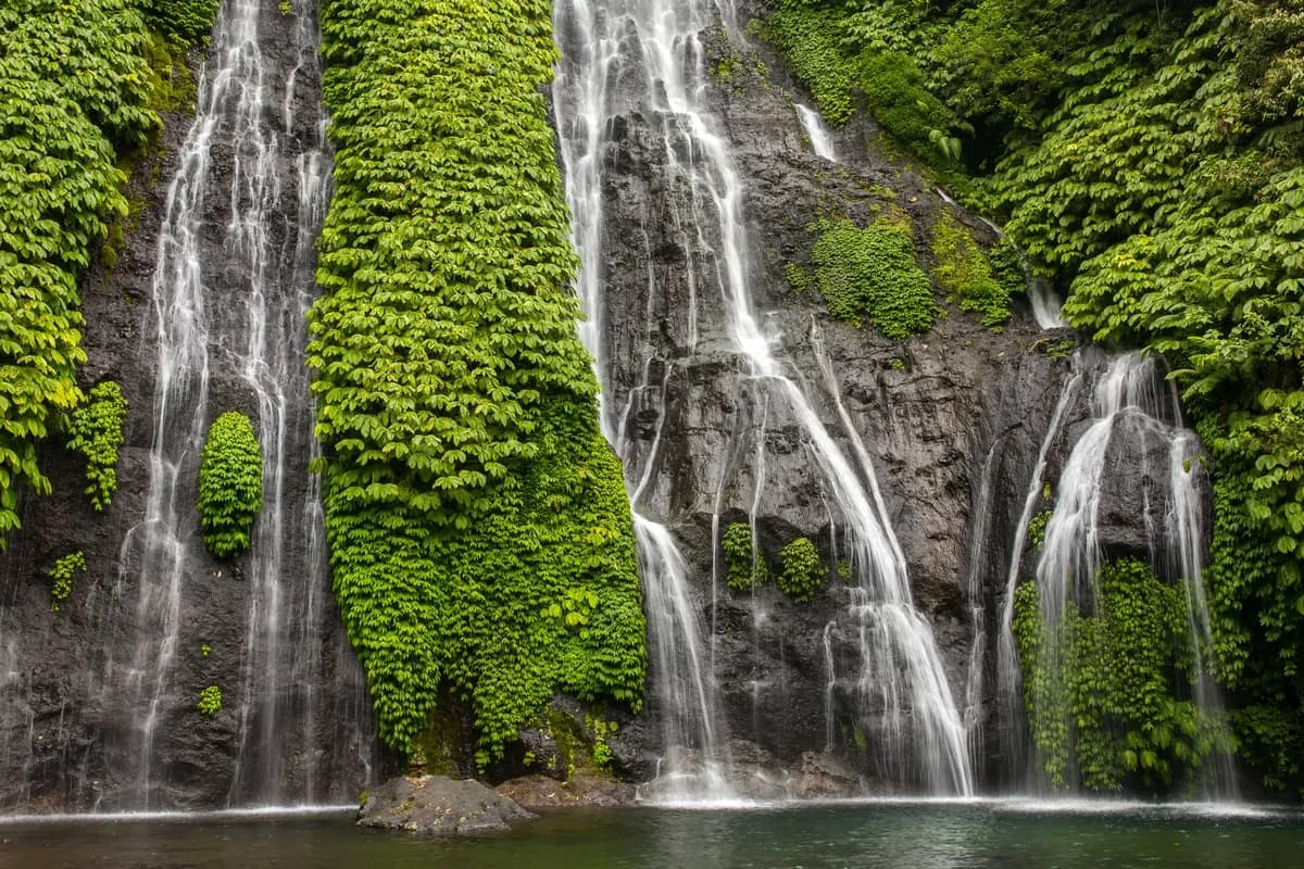 Scenic View of Banyumala Waterfall in Bali