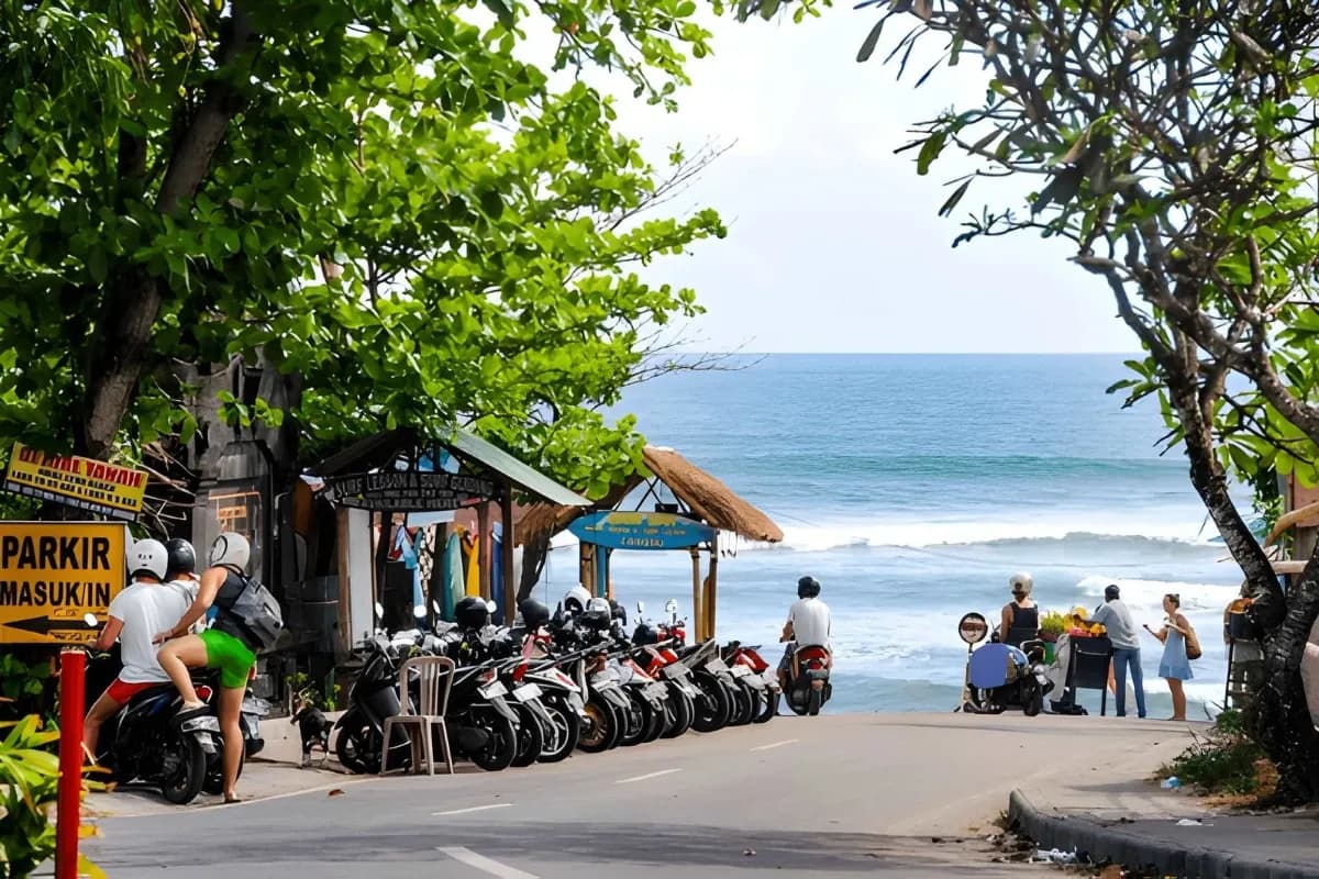Vibrant street scene on the main road of Canggu