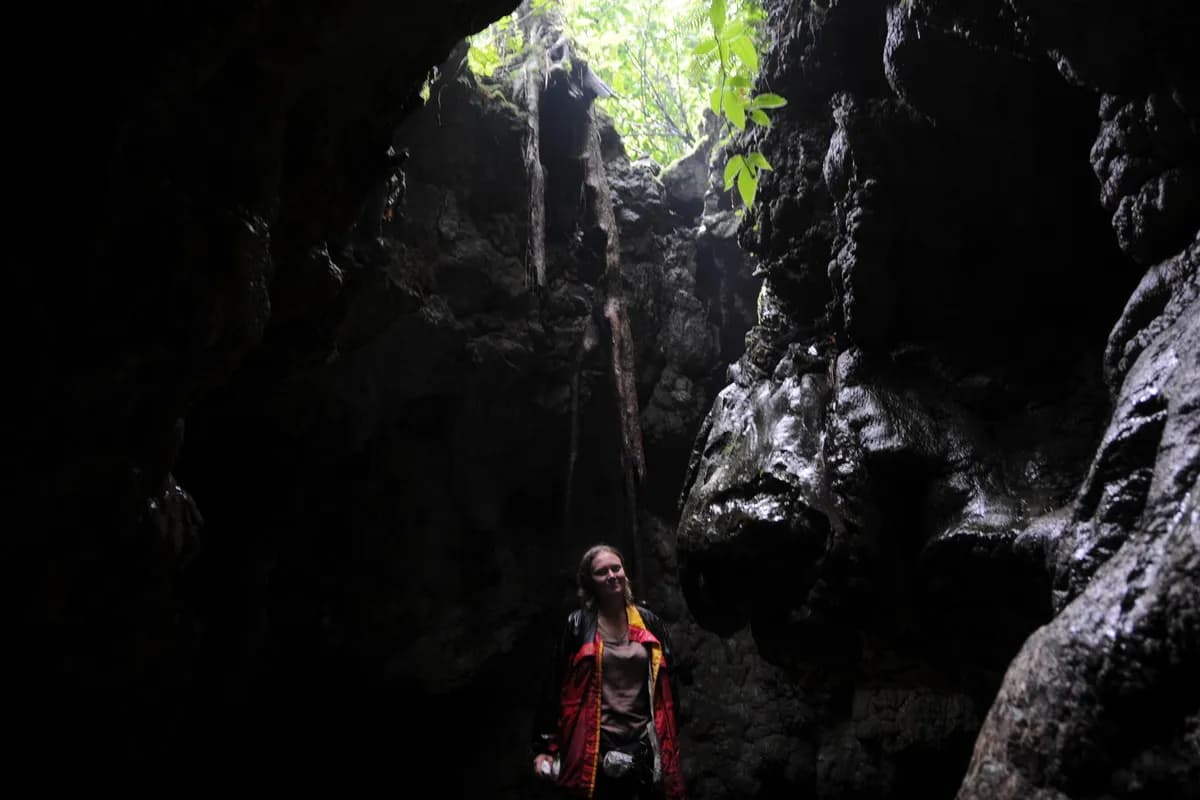 A Foreign Lady inside a Cave in Meghalaya